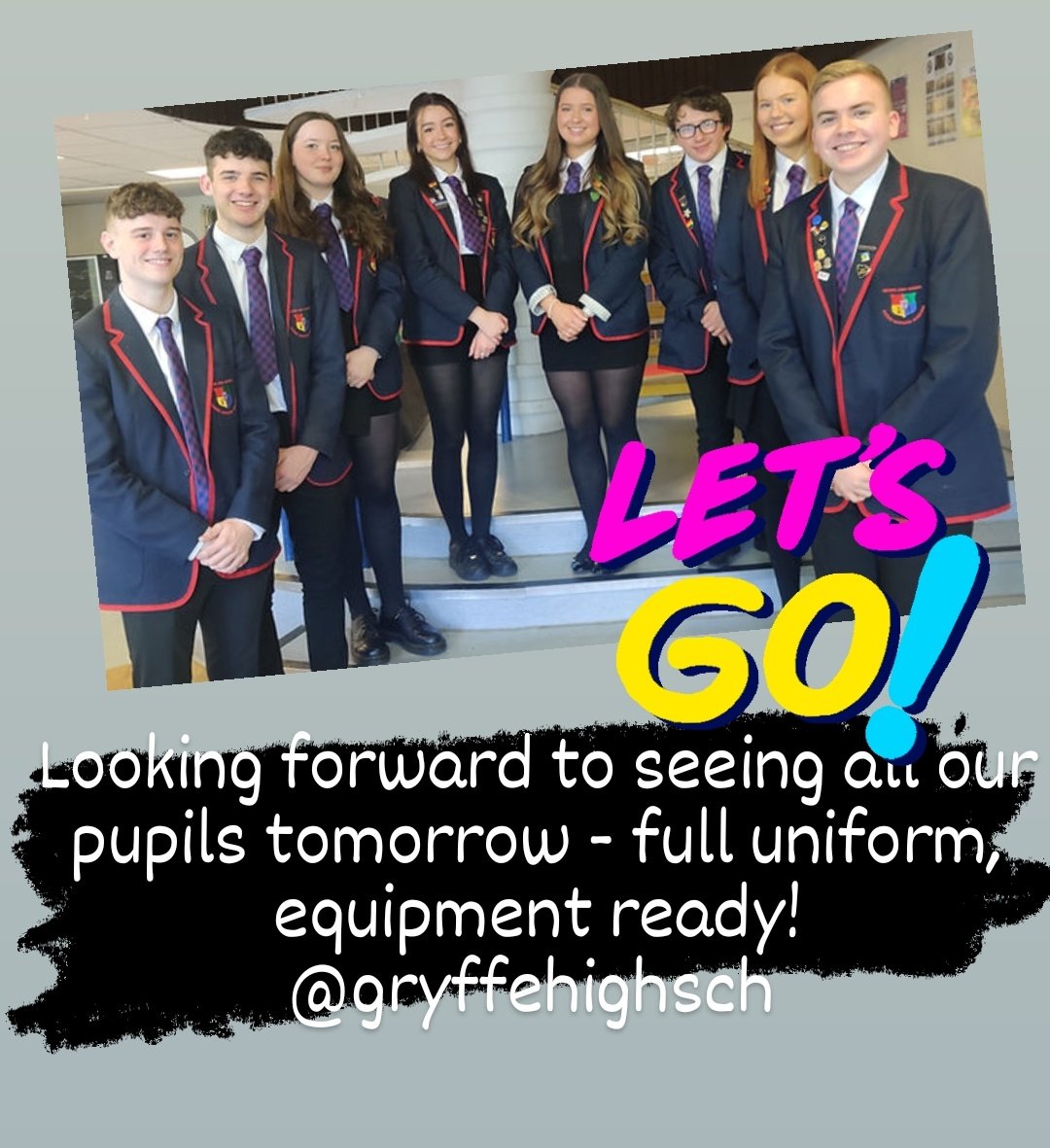 Looking forward to seeing all our pupils, full uniform, and equipment ready! <a href="/GryffeHighSch/">Gryffe High School</a>