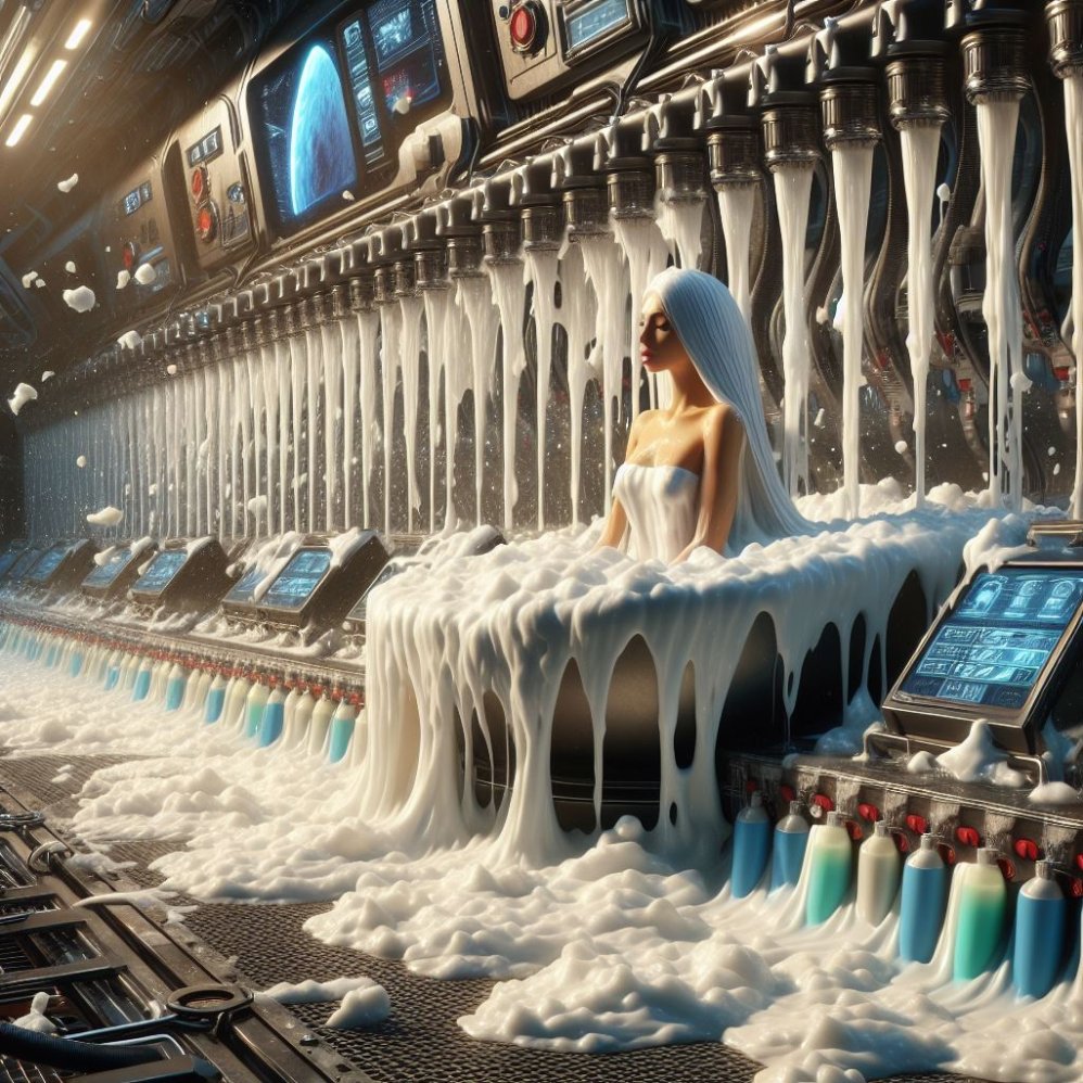 EffHorizon's tweet photo. #aiart #aiporn #surreal #latherfetish #soapfetish #soapy #shampoofetish #scifiart #lathermachine #foammachine https://t.co/6EW56LFSx6