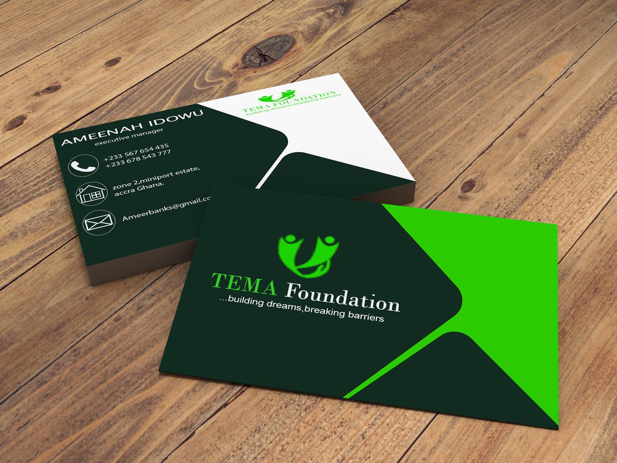 I'm done cooking 😋, here is another bussiness card design on a mock-up❤️. # @Tem_Foundation  #sundayvibes #graphics #bussinesscarddesign #designs