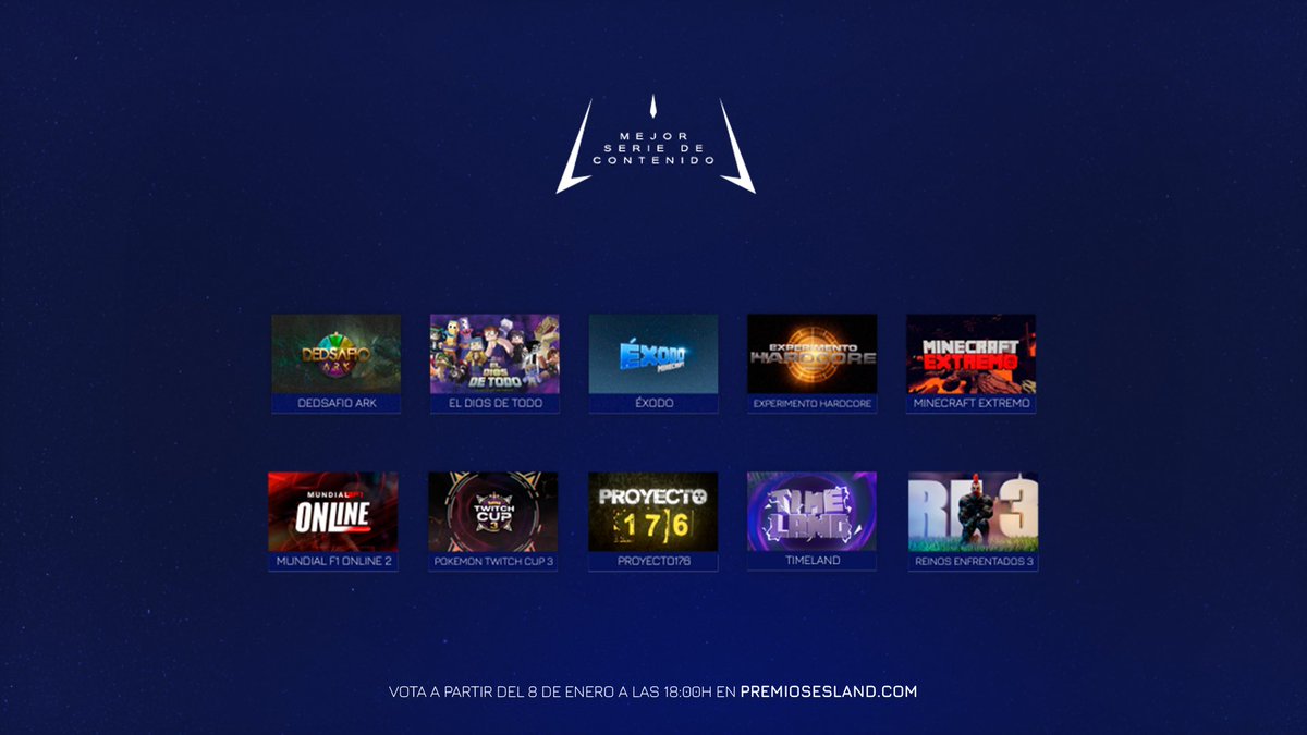 PremiosESLAND's tweet photo. 🎞️🍿¡Estos son los 10 NOMINADOS para la categoría MEJOR SERIE DE CONTENIDO!

ℹ️🗳️ Vota a partir del 𝟴 𝗱𝗲 𝗲𝗻𝗲𝗿𝗼 a las 𝟭𝟴:𝟬𝟬𝗵 en https://t.co/4hJCEefo6a https://t.co/Ckn5VZn9Ok
