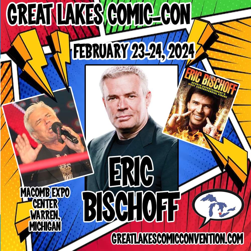 GreatLakesCon's tweet photo. Join us in welcoming WWE Hall of Famer Eric Bischoff to the Great Lakes Comic-Con!

Appearing both days!

#83weeks
#EricBischoff

https://t.co/9USdc4qEPn https://t.co/0JljAEEpb1