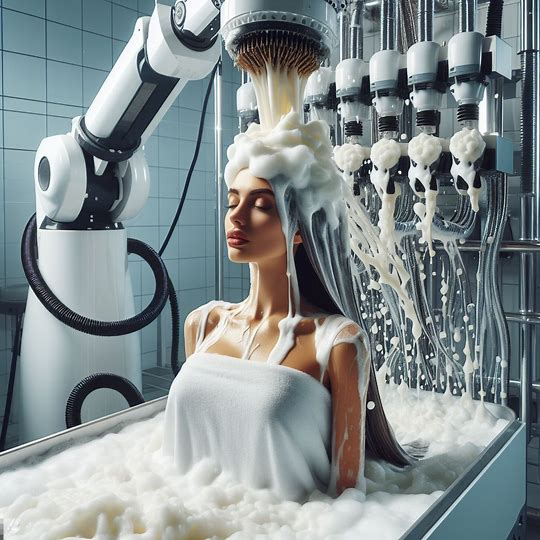 EffHorizon's tweet photo. #aiart #aiporn #surreal #latherfetish #soapfetish #soapy #shampoofetish #scifiart #lathermachine #foammachine https://t.co/ip8h97Bdjz