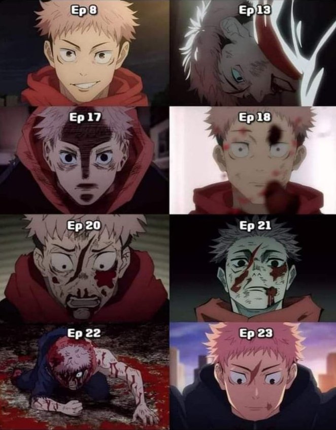AnimexTwts's tweet photo. Yuji's evolution during Shibuya https://t.co/ca4du2GKQF