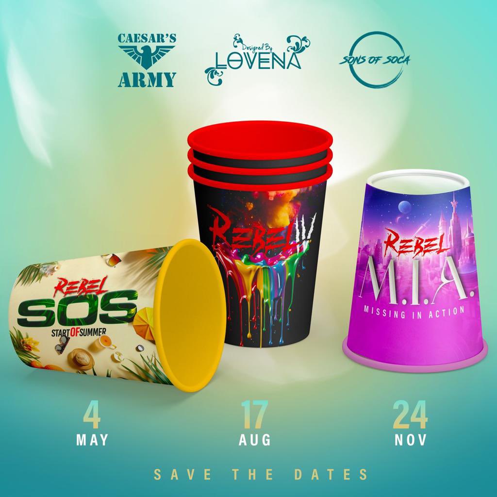 RebelUKJouvert's tweet photo. 🗣️ Rebels… 3, 2, 1 GO!

Welcome to the Rebellion🎖️

Save the dates and tag your team 💃🏾 

2024 is about to about to be a scene 😮‍💨

#RebelSOS #Rebel4 #RebelMIA https://t.co/znQNFQJvDp