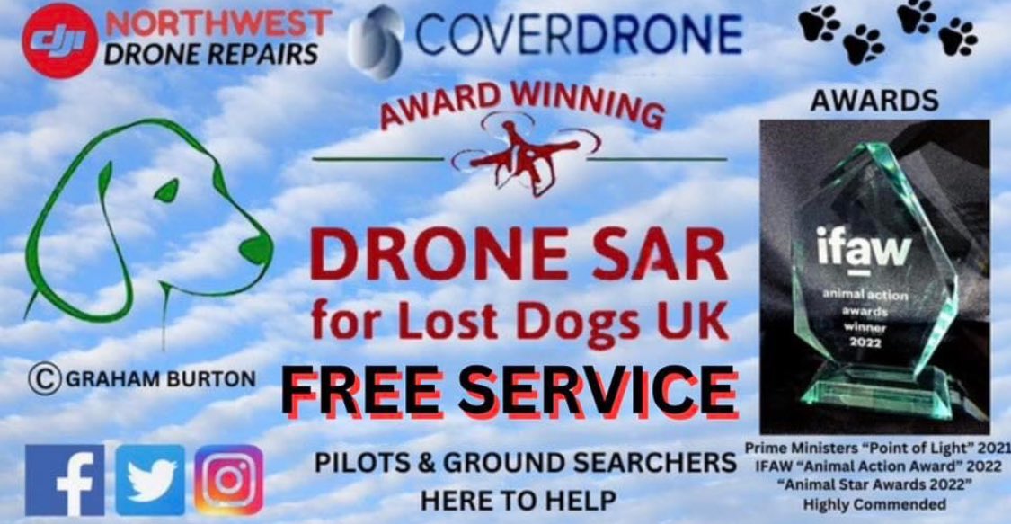 #LostDogAlert Missing dog or someone lost their dog, please send them the link below! And beware of scammers pretending to be us ripping people off and charging £500, we at Drone SAR For Lost Dogs Uk offer a FREE OF CHARGE service,   #DroneSAR  #MissingDog facebook.com/groups/DroneSA…