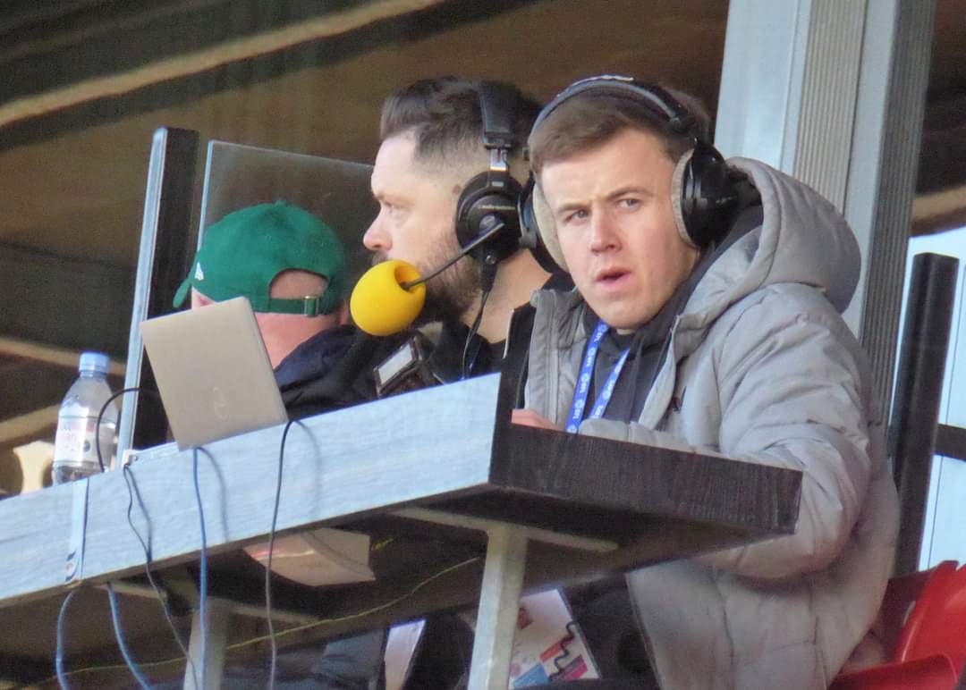 jembie's tweet photo. @domjdietrich @Malcolm10834653 The comm team in action at Fleetwood's Highbury stadium @domjdietrich & @Malcolm10834653 #dcfc #dcfcfans #ramsontour ๐ค๐ค๐โฝ๏ธ https://t.co/rk6b3aIDV7