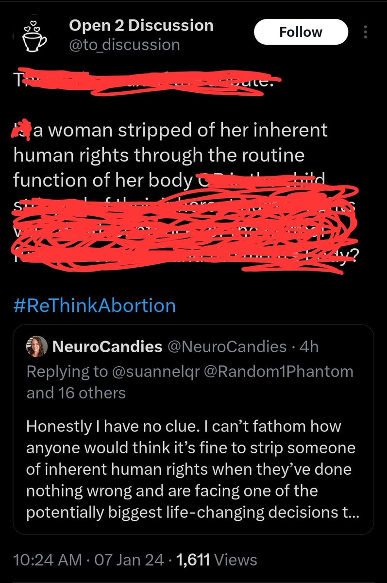 #ReThinkAbortion
#AbortionIsAHumanRight
#AbortionIsHealthCare
There is no debate.
Prenatal humans literally DO NOT HAVE RIGHTS.
Rights happen at birth.
There is no debate, so yes a woman /person is being striped of their rights.