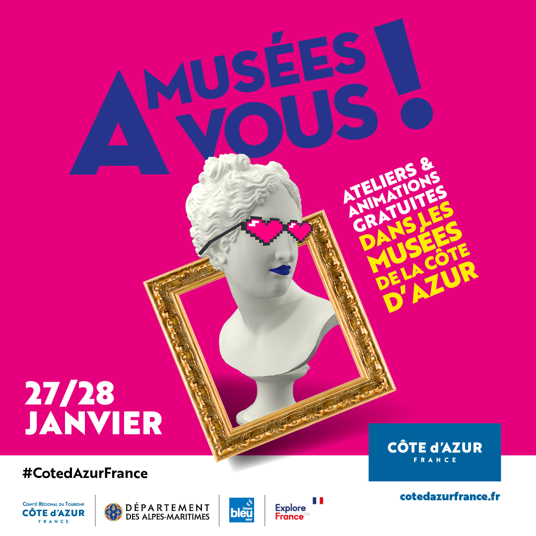 "A Musées Vous" en #CotedAzurFrance ! 🎨19 musées vous ont preparé un week-end d’animations et d’ateliers exclusifs ✨

📆 Rendez-vous les 27 et 28 janvier 2024

Plus d'infos👉 ow.ly/p8bw50Qm3EW

<a href="/AlpesMaritimes/">alpesmaritimes</a> @francebleuazur <a href="/Explore_FR/">Explore France</a> #Département06 #musée #patrimoine