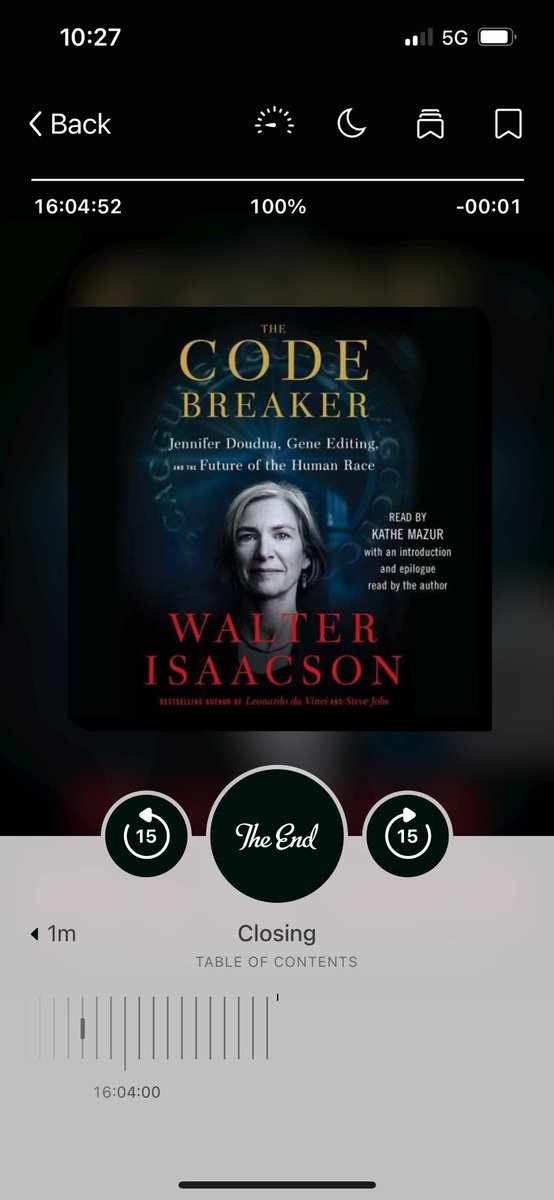 Great biography of @doudna_lab by @WalterIsaacson. Shout out to @delcolibraries for letting us borrow audiobooks. This book took me quite a while as many people are interested in listening to, and I had to return and wait in line for a couple of months. Totally worth the wait!