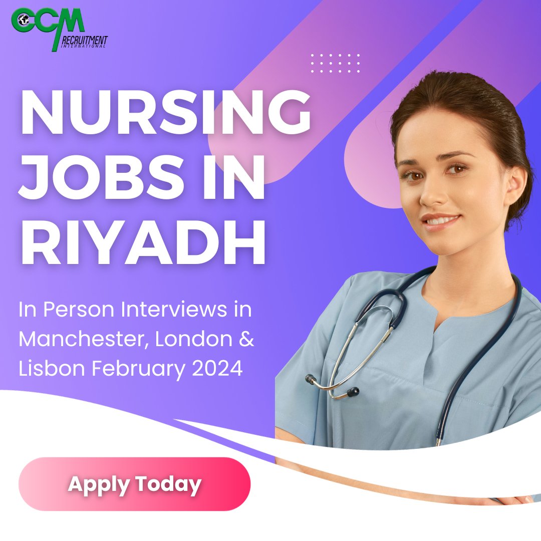 Looking for your next nursing job?Nurse in Riyadh! Interviews in Dublin,London &amp; Lisbon this Feb.Vacancies for RGN's with 2 yrs+ acute hospital exp available across most general nurse specialties.Salary paid tax-free, travel opportunities &amp; more! Apply at bit.ly/3v7yNks
