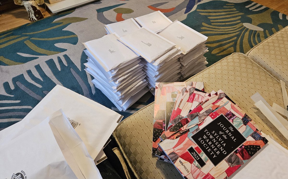 The 2023 #sylviatownsendwarnerjournals are in their envelopes! Postage next, and then they are off. Hope you enjoy them. Sylvia's Modern Times photo collage and poem album is a unique gem. <a href="/UCLpress/">UCL Press</a>  #sylviatownsendwarner #literaryjournal #modernistwriters #newmodernism #women