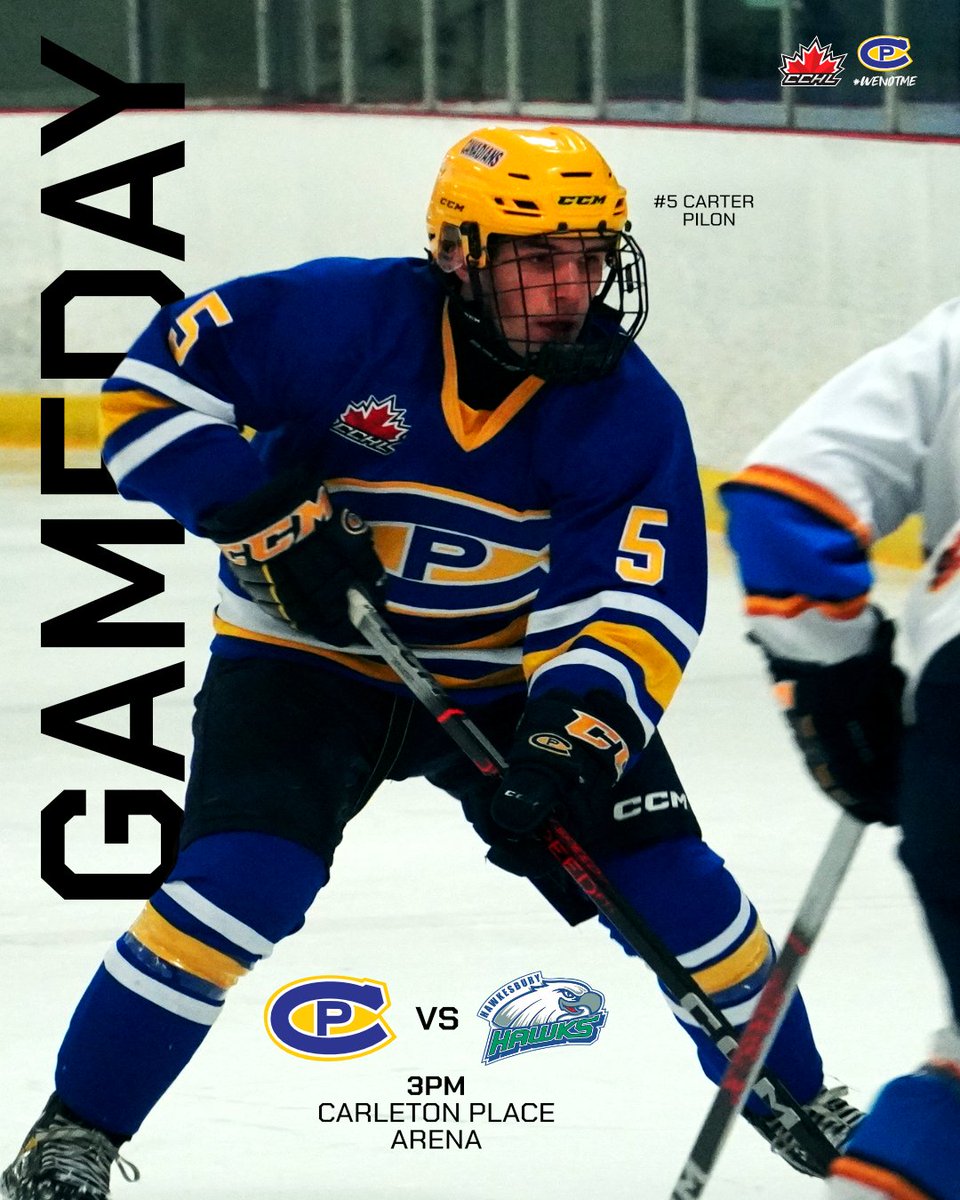 CPCANADIANS's tweet photo. IT'S A CPC GAMEDAY
Powered by our friends at ProActive Athletic Therapy

Back home for the rubber match versus the Hawks!

🕒 3:00PM
📍 Carleton Place Arena

🔵🟡🔵
#CPC #wenotme https://t.co/UyrBaYLaQe