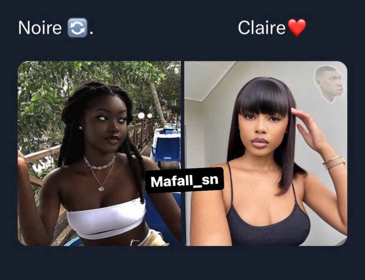 DiopKin3's tweet photo. Noire🔁.          Ou             Claire ? ❤️ https://t.co/fXV8UyO5t1