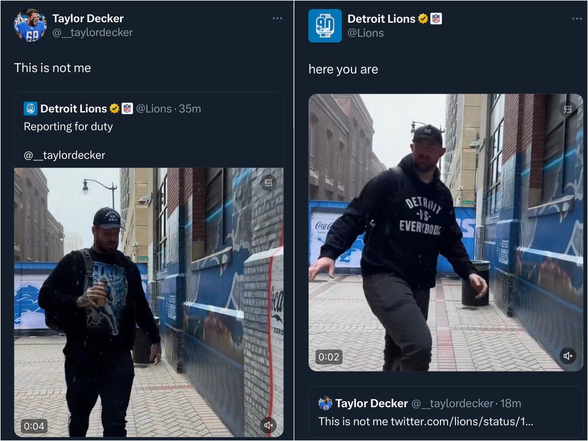 BradGalli's tweet photo. The Lions social media team REPORTING on this Sunday. 

Taylor Decker. Dan Skipper. 😵 https://t.co/bJ3ascnpTP