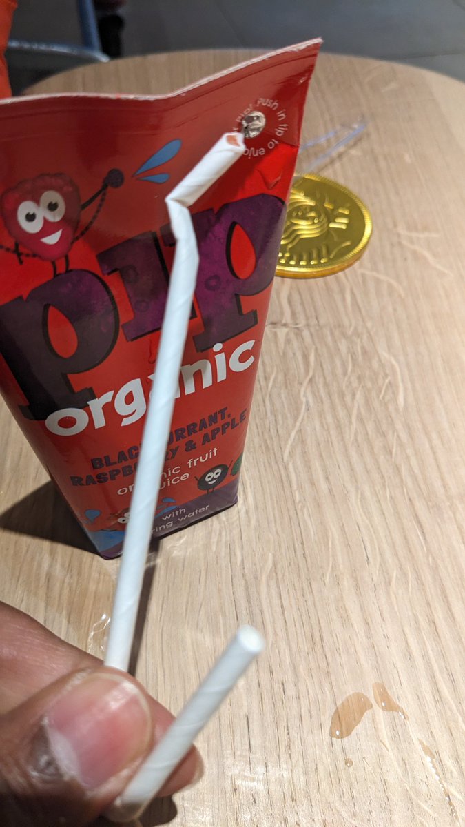 mosameer's tweet photo. @piporganic @StarbucksUK your paper straw is the worst design idea I have ever seen. My 2 year old loves the juice, I just wish there was a way to get him to drink it. Have you actually tested this useless straw? https://t.co/eKeVCdzqfr