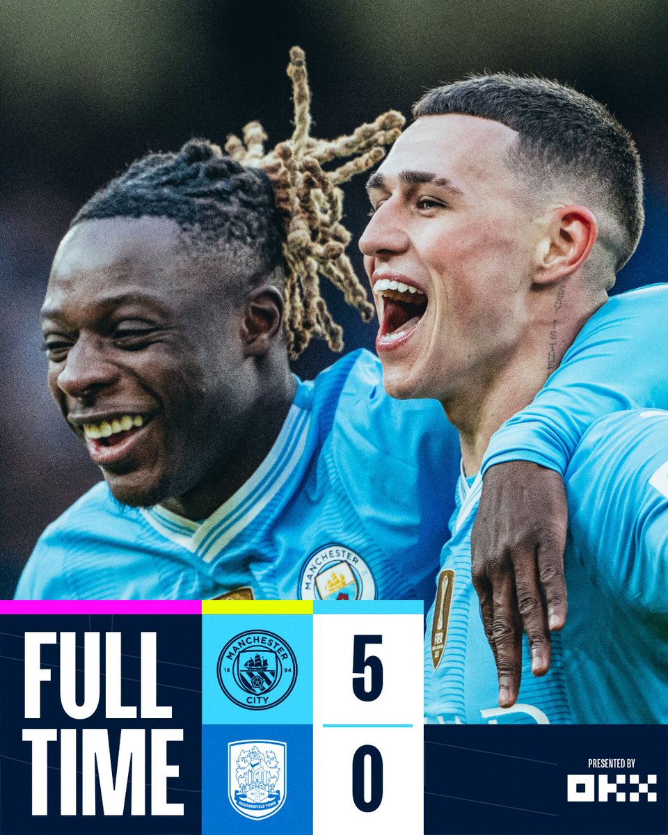 ManCity's tweet photo. FULL-TIME | In the hat for the next round! 🏆

🩵 5-0 ⚫️ #ManCity | @okx https://t.co/SWVTxf4xhX