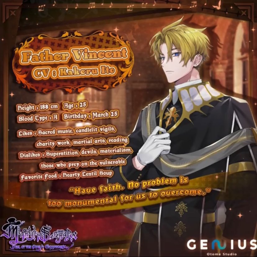 Today's Ikemen is Father Vincent from Midnight Serenade!