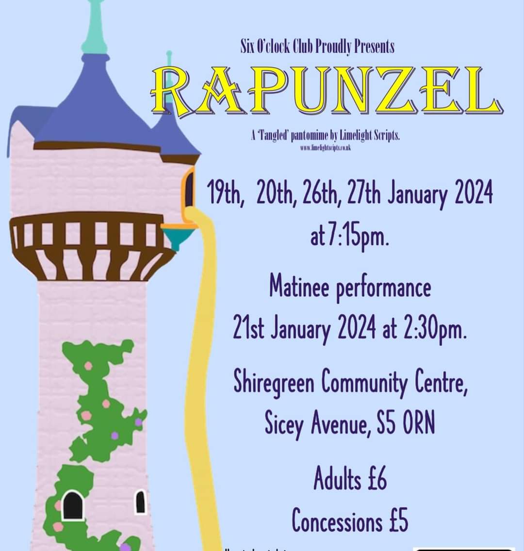 Beat the January Blues and buy yourself some tickets to watch Six O’clock Clubs annual pantomime!
 #shiregreen #sheffield #pantomime #sheffieldissuper