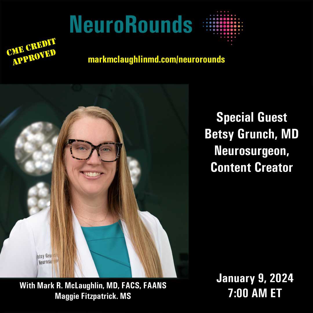 I’ll be with Mark R. McLaughlin, MD & Maggie Fitzpatrick, MS, on the 1/9 NeuroRounds webinar at 7am EST.
Start the new year w/a renewed commitment to excellence at this hour of high intensity learning. CME approved. Register here -> bit.ly/4aNM3Of #MedEd #continuinged