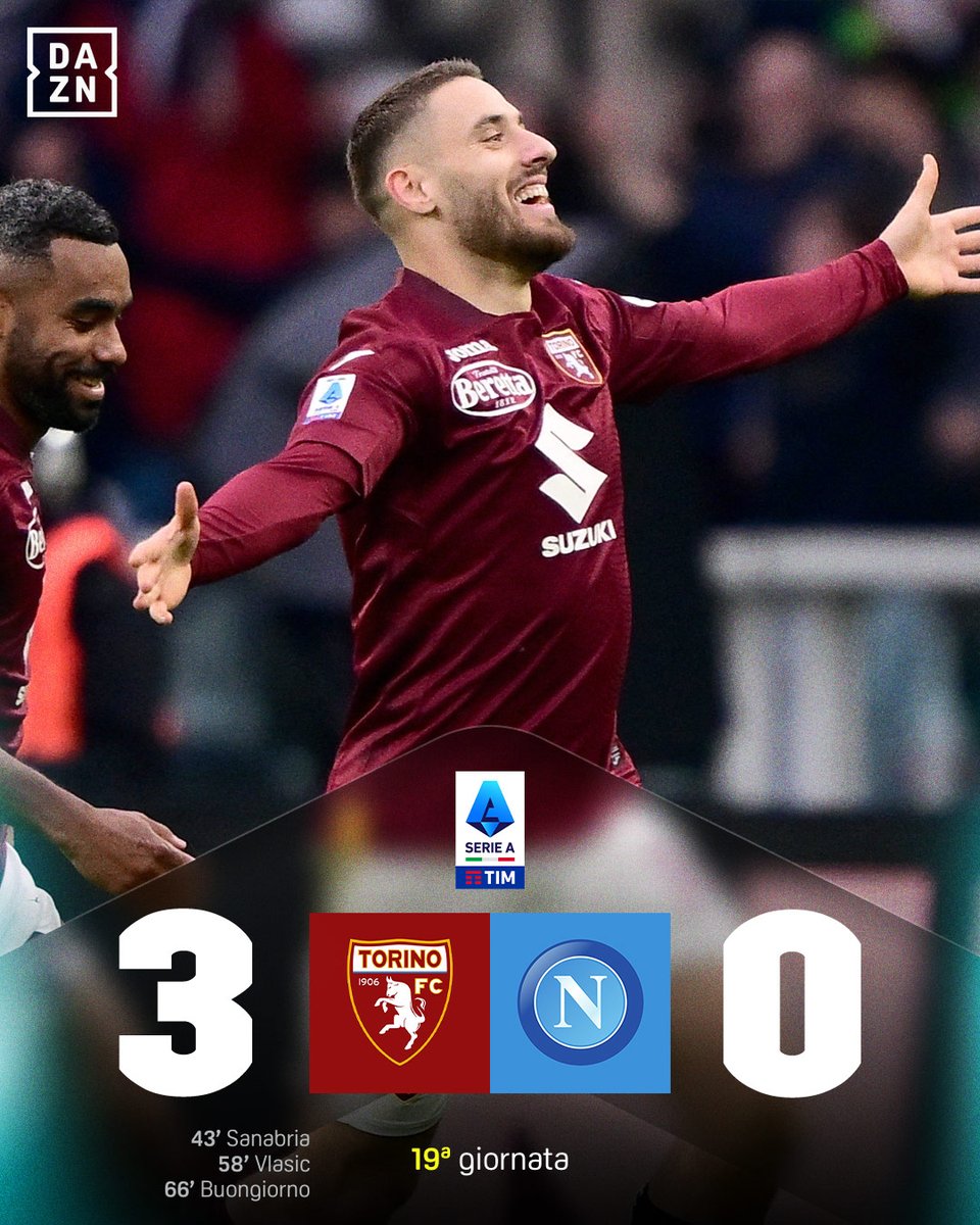 DAZN_IT's tweet photo. Napoli, ancora un TRACOLLO 🤯
Il Torino batte 3-0 gli azzurri 👏

#TorinoNapoli #DAZN https://t.co/wyoLIPAMHE
