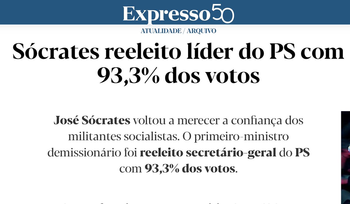 Depois de falir o País, José Sócrates foi reeleito secretário-geral do PS com 93,3% dos votos. Agora, Pedro Nuno Santos, depois de ter sido despedido por incompetência e falta de transparência, é levado em ombros pelos socialistas. Vêm aqui um padrão?