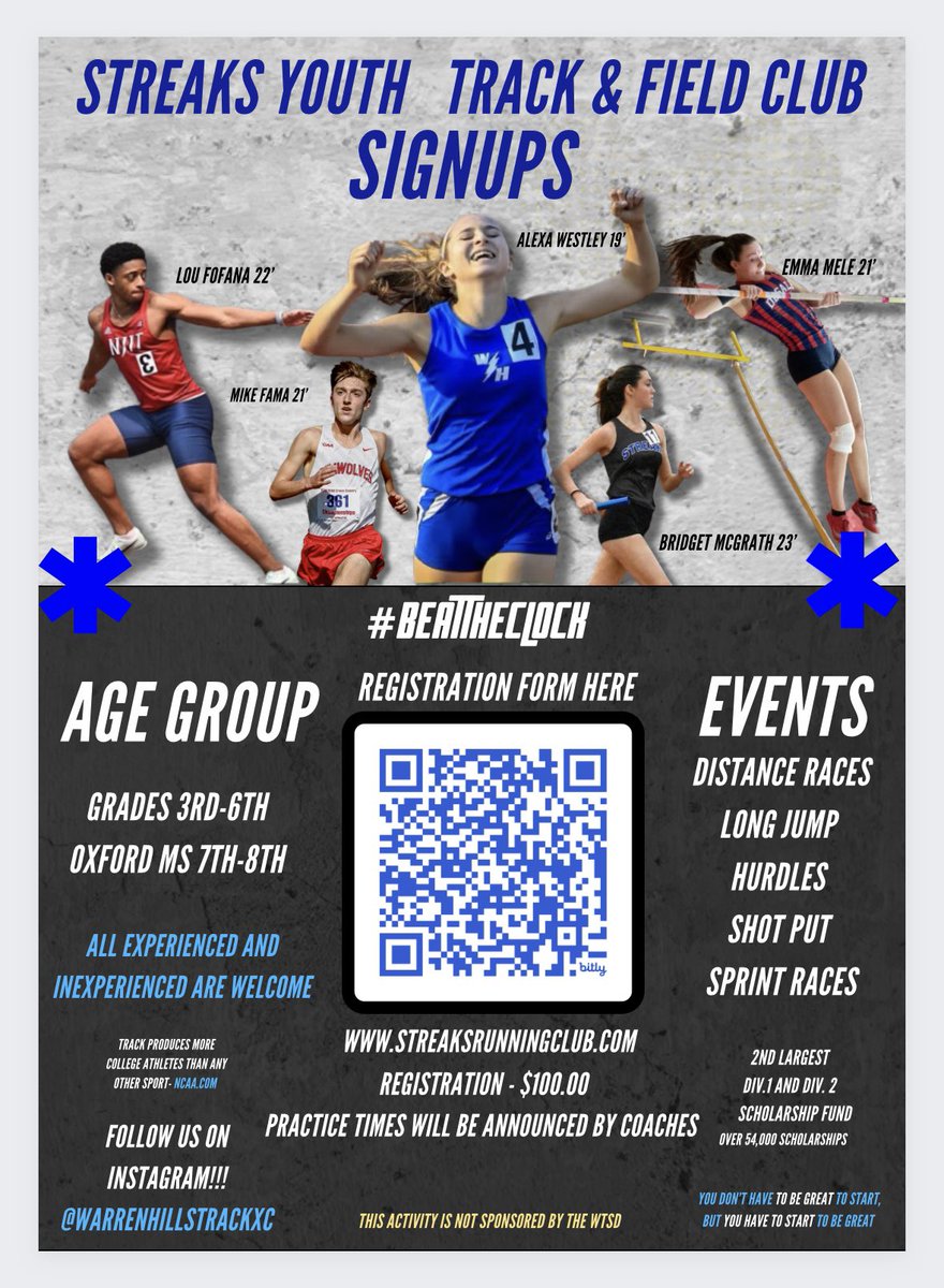 Warren Hills Track/XC (@hillstrack) on Twitter photo Spring signups have begun for our youth Track and Field Team. Visit streaksrunningclub.com for details! Let’s continue to grow the sport and promote multi-sport athletes at Warren Hills. #BeatTheClock <a href="/WHRSDAthletics/">WHRSD Athletics</a> <a href="/WHRHighSchool/">Warren Hills HS</a> <a href="/ClubStreaks/">Streaks Running Club</a> <a href="/whrsd/">WHRSD</a> Spring signups have begun for our youth Track and Field Team. Visit streaksrunningclub.com for details! Let’s continue to grow the sport and promote multi-sport athletes at Warren Hills. #BeatTheClock <a href="/WHRSDAthletics/">WHRSD Athletics</a> <a href="/WHRHighSchool/">Warren Hills HS</a> <a href="/ClubStreaks/">Streaks Running Club</a> <a href="/whrsd/">WHRSD</a>