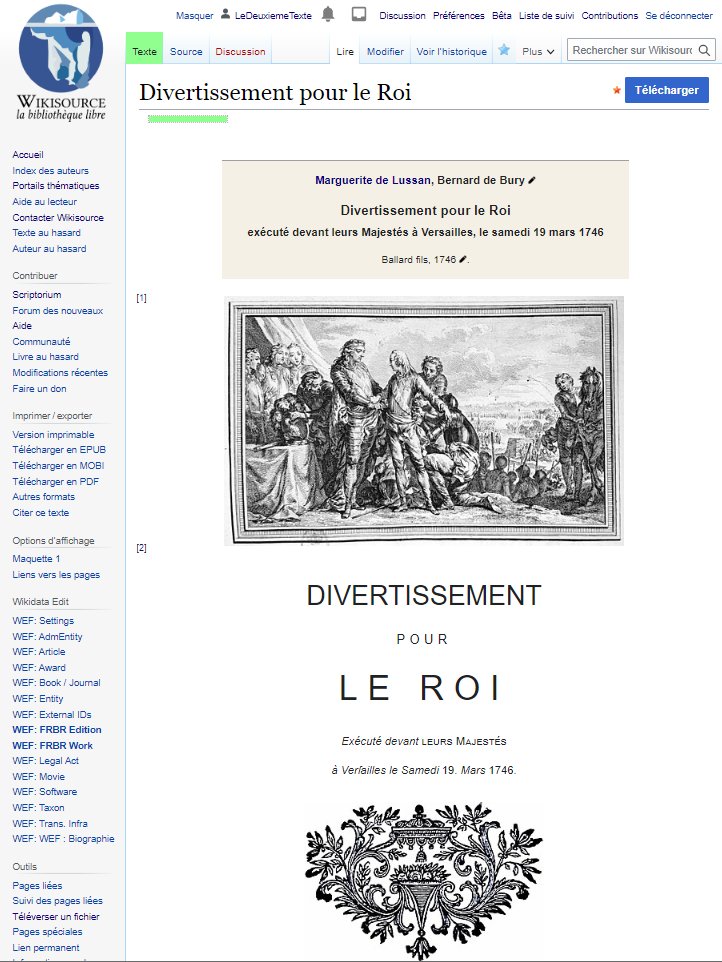Georgele2etexte's tweet photo. Le Divertissement pour le Roi, exécuté devant leurs Majestés à Versailles, le samedi 19 mars 1746, de Marguerite Lussan, dont on a ajouté un portrait sur sa page @Wikipedia_fr, est désormais disponible sur @wikisource_fr (et sur https://t.co/FmQhKHB6DF)
📖 https://t.co/hOQ4awrIJe https://t.co/7q7V0unnyv