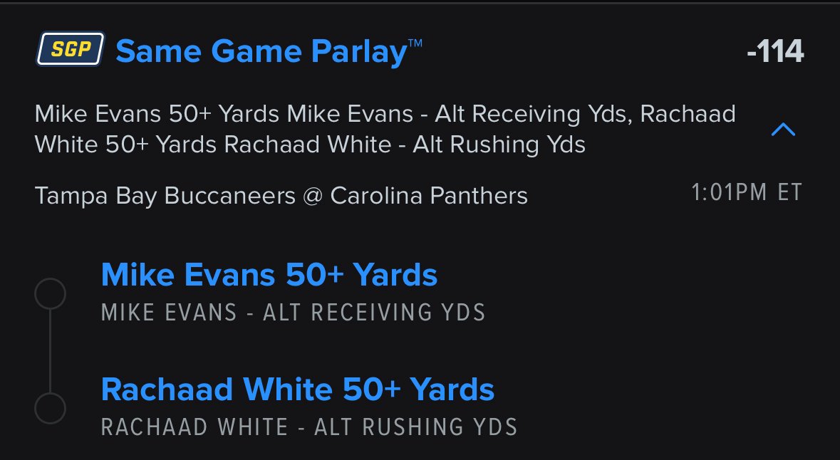 mattabets's tweet photo. ๐ค๐ฎMy 1PM #BestBet ! ๐จ๏ธ๐ฏMike Evans AND Rachaad White 50+ ๐๐Get the ticket on @FDsportsbook at -116! ๐ซ๐ธ #AIHandicapper #NFL #sportsbetting https://t.co/JDmbYkHQ78