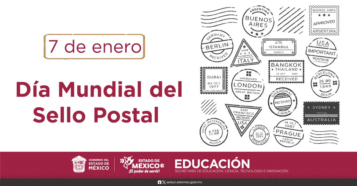 DGES_Edomex's tweet photo. ¿Sabías qué?
El 7 de enero se conmemora el Día Mundial del Sello Postal, debido a que ese día nació Heinrich Stephan, personaje que organizo el sistema postal de Alemania y además fue el fundador de la Unión Postal Universal (UPU).
#DíaMundialDelSelloPostal https://t.co/75piS7oLjp