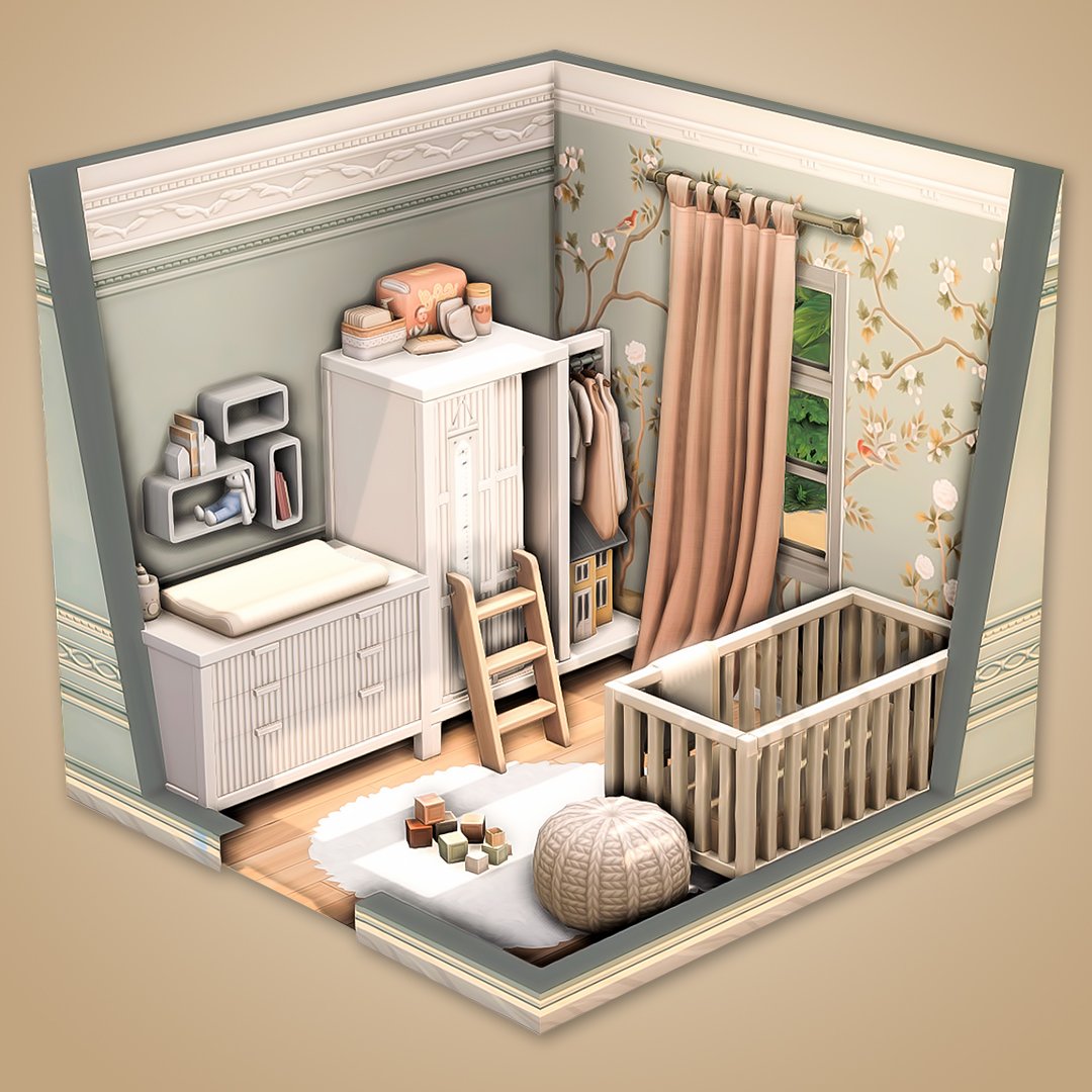 A soft-colored Infant's Bedroom made with custom content 🤍🧸 #TheSims4 #TheSims #ShowUsYourBuilds