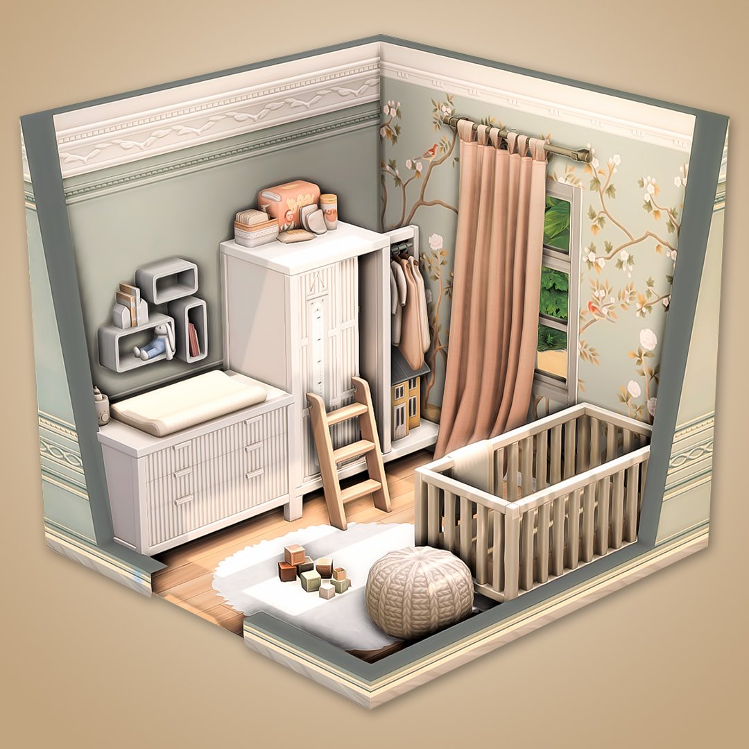 A soft-colored Infant's Bedroom made with custom content 🤍🧸

#TheSims4 #TheSims #ShowUsYourBuilds