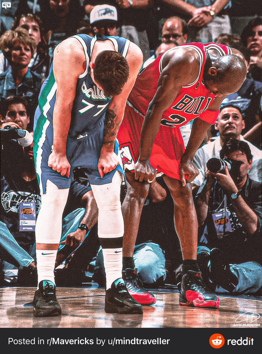 Mavs_FFL's tweet photo. Left is Luka Dončić. Right is MJ. Both in their 6th year. 

33.7 PPG                 33.6 PPG
8.3 RPG                   6.9 RPG
9.3 APG                   6.3 APG

#MFFL https://t.co/0QRkmtylFB