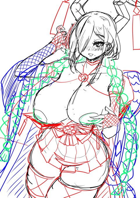 練習で尾張ちゃんを描いています 