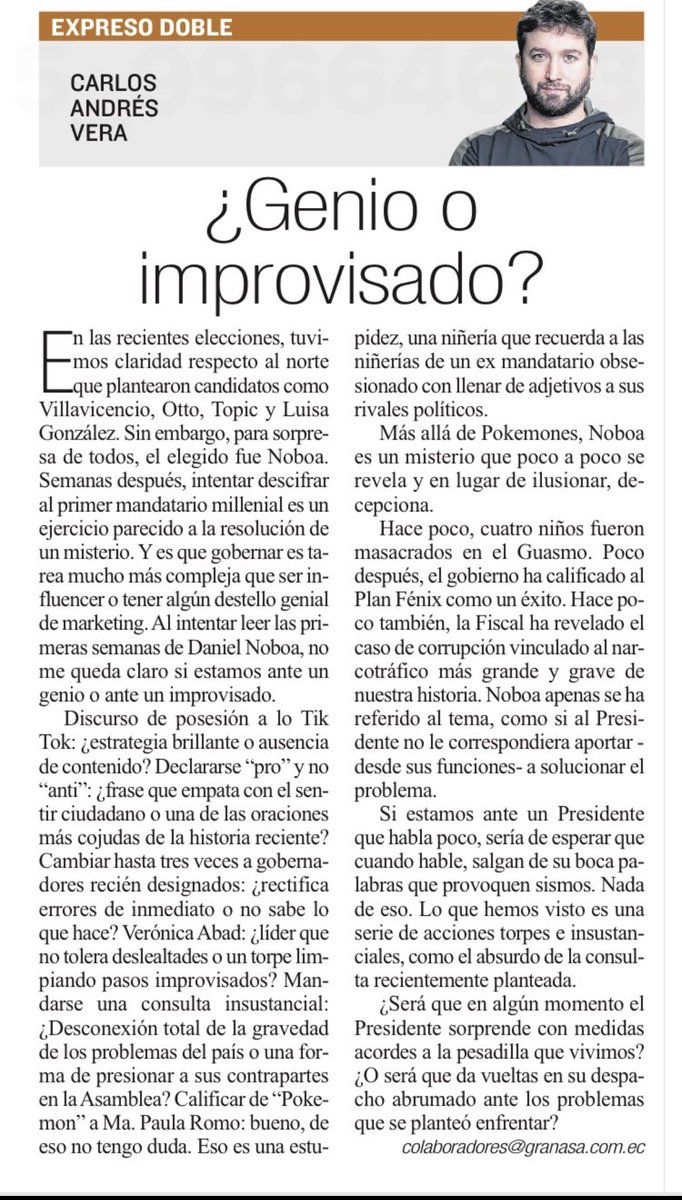 GAVVtech's tweet image. Un Pdte improvisado, vanidoso, rodeado de guambras que nunca entendieron la compleja realidad del país. No es suficiente haberse graduado en las mejores universidades del mundo. Hoy se necesitan otras habilidades. Muy buena nota, recomendada su lectura.