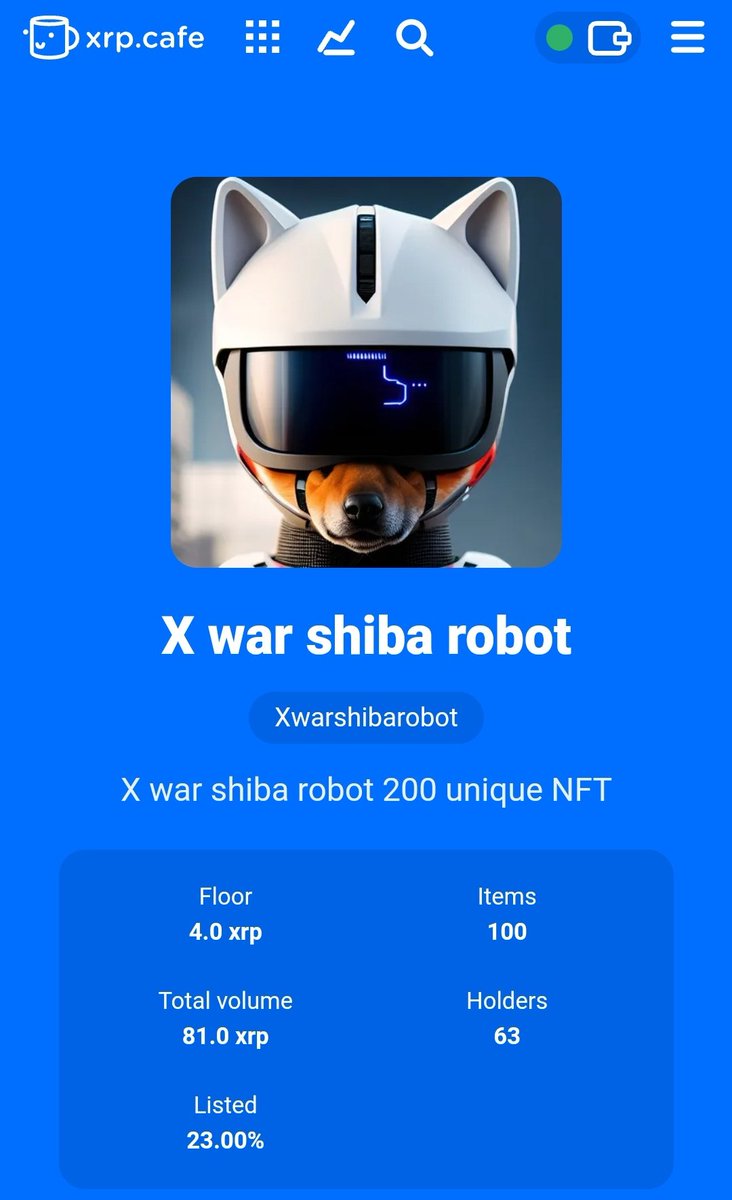 xwar Shiba Robot (@xwarshibarobot) on Twitter photo 100 Nfts Have Been Printed And Distributed. Next Sale Of 100nft At Floor Price. After It Runs Out There Will Be A 1:1 Xwsr Holder Reward And Get <a href="/fundzapexrpl/">Fundz Ape X ๐</a> 100 Nfts Have Been Printed And Distributed. Next Sale Of 100nft At Floor Price. After It Runs Out There Will Be A 1:1 Xwsr Holder Reward And Get <a href="/fundzapexrpl/">Fundz Ape X ๐</a>