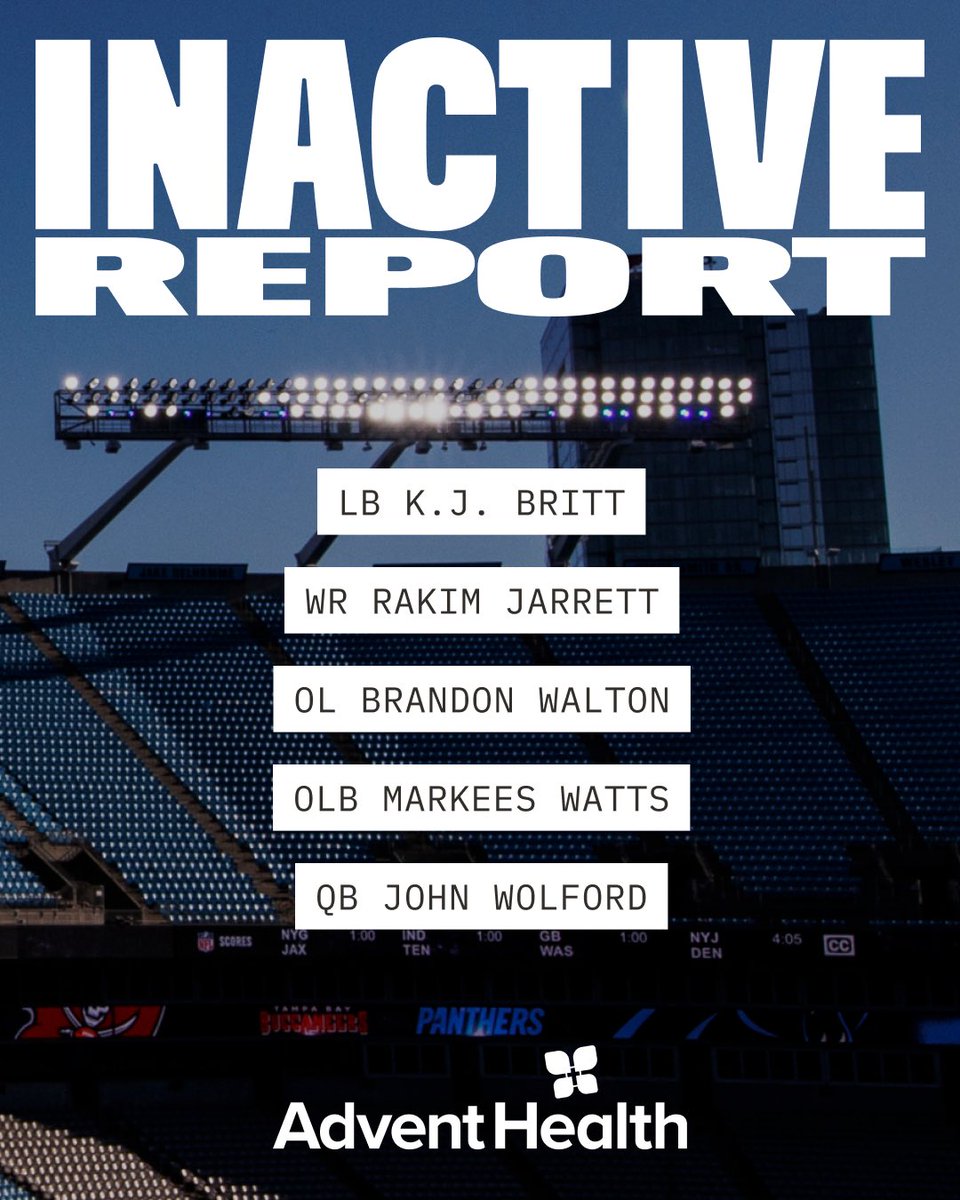 Buccaneers's tweet photo. Inactives for Week 1️⃣8️⃣ https://t.co/kvDWsmPeSS
