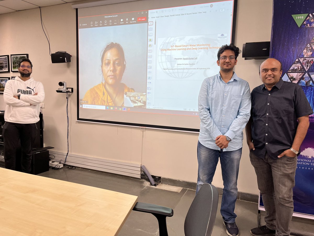 sachinIIITH's tweet photo. My lateral entry student Ayush Kumar Lall defended his MS thesis on 6 Jan 2024! His thesis focused on AI/ML algorithms for smart retrofit IoT water meters. He has done wonderful job! Proud of him! @iiit_hyderabad @ayush_akd @ponguru https://t.co/ICfbnA8hW3