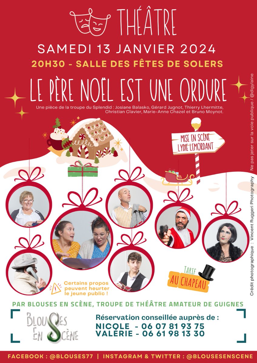 Blouses77's tweet photo. #RendezVous :
👉 "Le père-noël est une ordure" 13/01 - 20h30 à Solers
👉 atelier marque-page 26/01 - 17h30 salle des fêtes de Guignes
Partenariat @Cultura
👉 "Molière, le dernier acte"  27/01 - 20h30 à Blandy-les-Tours
👉 #NuitDeLaLecture 28/01 dès 14h salle des fêtes de #Guignes https://t.co/fjh9Lipa3l