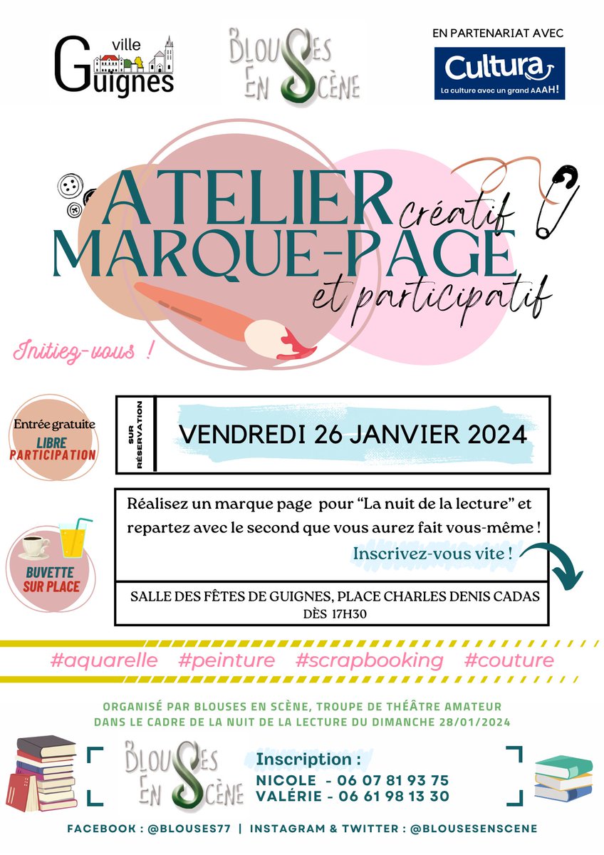Blouses77's tweet photo. #RendezVous :
👉 "Le père-noël est une ordure" 13/01 - 20h30 à Solers
👉 atelier marque-page 26/01 - 17h30 salle des fêtes de Guignes
Partenariat @Cultura
👉 "Molière, le dernier acte"  27/01 - 20h30 à Blandy-les-Tours
👉 #NuitDeLaLecture 28/01 dès 14h salle des fêtes de #Guignes https://t.co/fjh9Lipa3l