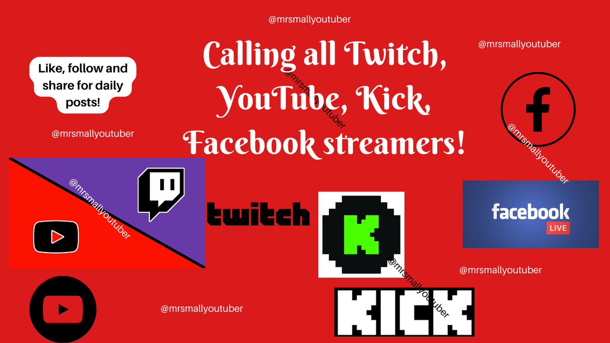 MrSmallYouTuber's tweet photo. Calling all Twitch, YouTube, Kick, Facebook streamers!

🔁Repost &amp; follow @MrSmallYouTuber
✅Drop your links🔗
📣Only check out those who repost this post
📈GROW your streams with
https://t.co/iQGSuyWI5h
🔴Turn on🔔

29.01.24 https://t.co/dUQ0Mr1UPx