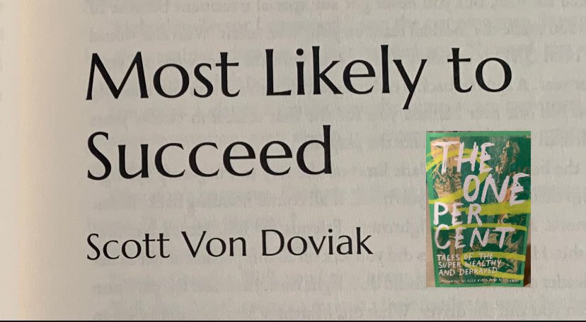 JoelNedecky's tweet image. Wow, ‘Most Likely to Succeed,’ by @vondoviak, includes one of the best high school reunion scenes I can recall reading or watching. It’s awesome!
#onepercent #scottvondoviak #shortstories #rockandahardplacepress