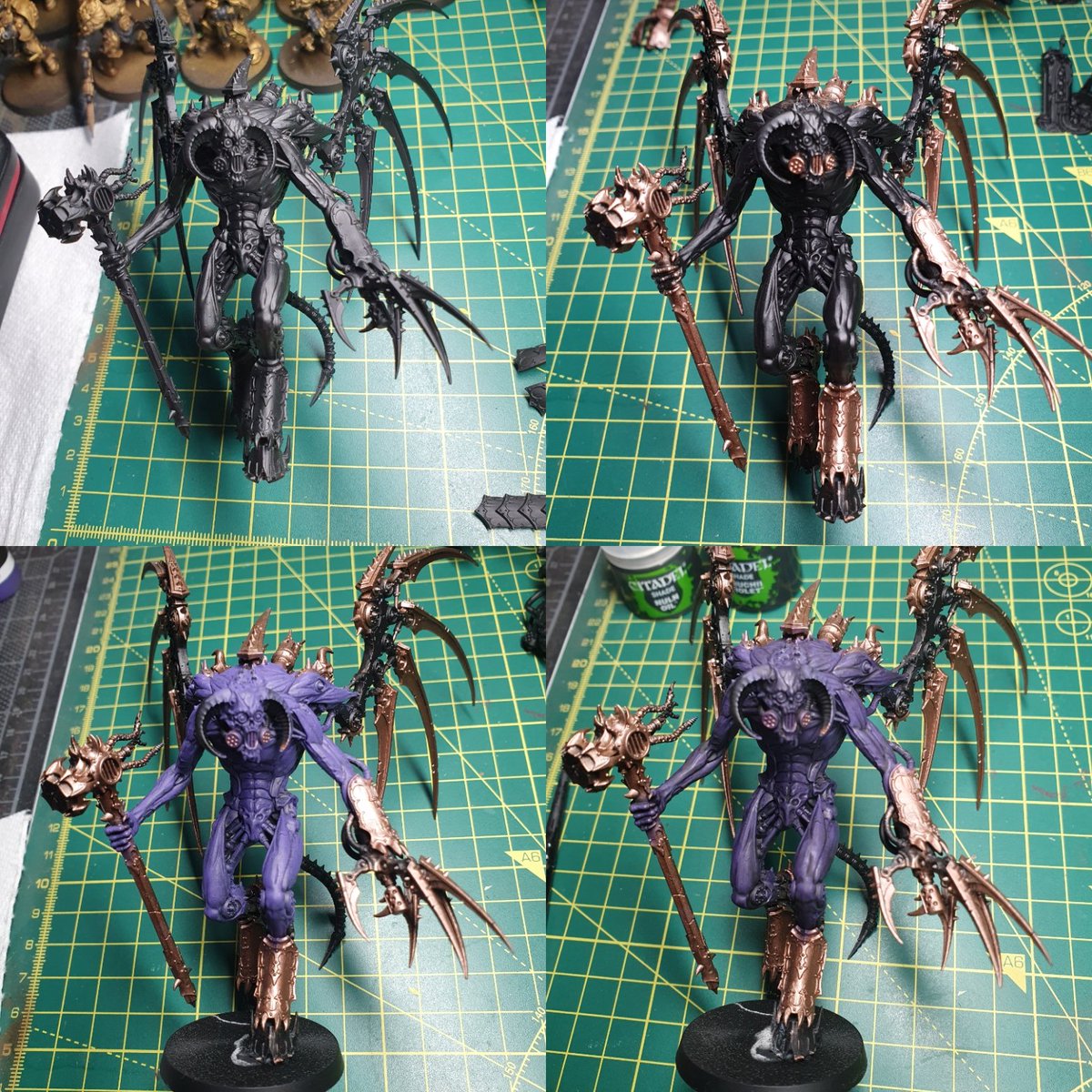 The_GoreChild's tweet photo. I've been working on Adeptus Custodes recently and in the middle of blocking out loads of black which is tiring, so today I got started on something completely different. Poor Vashtorr has been primed for months and today I got some paint on him finally! #warhammercommunity https://t.co/DvpIv6ZdpH