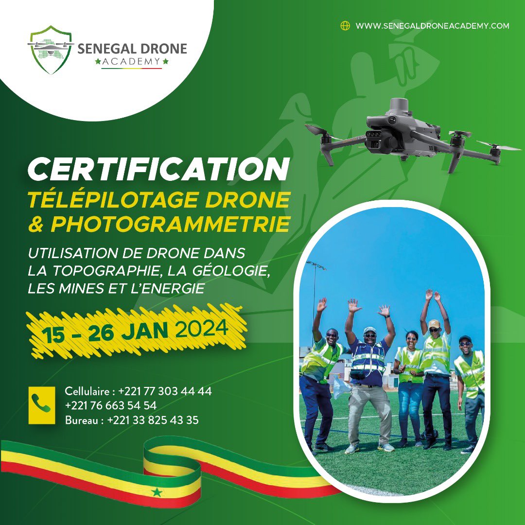 SenDroneAcademy's tweet photo. Formation et Certification en #africa

Du 15-26 Janvier 2024 

#kebetu #ssenegaldroneacademy https://t.co/Z56vWcX2Yi