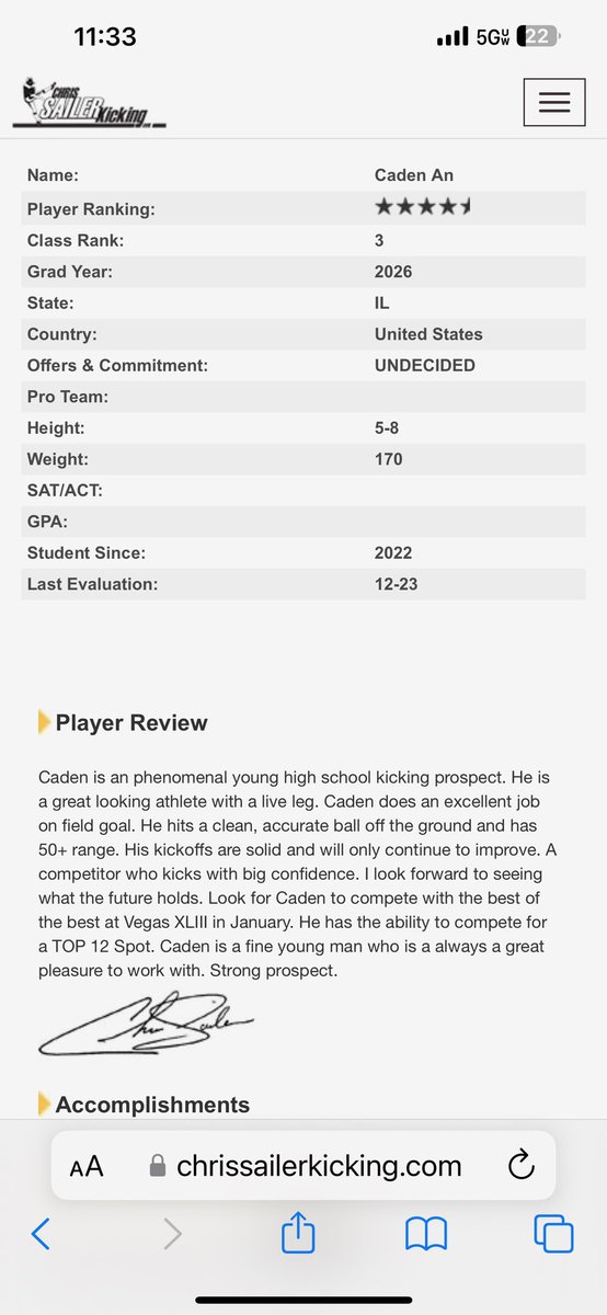 Caden An (@cadenan26) on Twitter photo Grateful and excited to be ranked 3rd in the class of 2026 as a 4.5 ⭐️! Thank you <a href="/Chris_Sailer/">Chris Sailer Kicking</a> and <a href="/CNendick25/">Chris Nendick</a> for another great camp. Can’t wait to continue working with you guys in the future. <a href="/SHSpatFB/">SHS Patriot FB</a> <a href="/SHSPatRiot/">PatRiot Athletics</a> Grateful and excited to be ranked 3rd in the class of 2026 as a 4.5 ⭐️! Thank you <a href="/Chris_Sailer/">Chris Sailer Kicking</a> and <a href="/CNendick25/">Chris Nendick</a> for another great camp. Can’t wait to continue working with you guys in the future. <a href="/SHSpatFB/">SHS Patriot FB</a> <a href="/SHSPatRiot/">PatRiot Athletics</a>