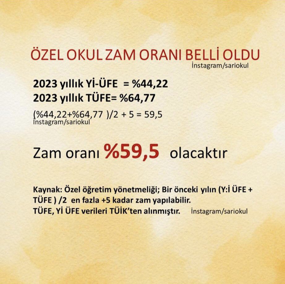 Özel okullarda zam skandalı. 

❗️% 200 - % 350 arası değişen zam
❗️Zorunlu yemek ücreti
❗️Yemek, kırtasiye, üniformaya enflasyonun 2 katından fazla zam 
❗️Öğretmene düşük maaş
❗️Sözleşmeye aykırı tutum
❗️Ticari kaygı

<a href="/tcmeb/">Millî Eğitim Bakanlığı</a> <a href="/HMBakanligi/">T.C. Hazine ve Maliye Bakanlığı</a> 

#EğitimdeZamSkandalıAdanaFinalOkulları