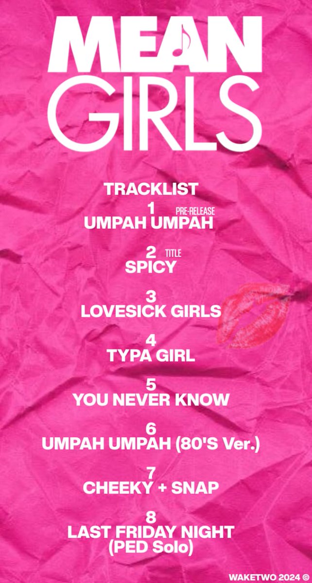 pussynhas's tweet photo. Mean Girls – TRACKLIST
10/01 – SPICY
18/01 – LOVESICK GIRLS
26/01 – LAST FRIDAY NIGHT + ALBUM
#PUSSYNHAS #푸씬냐스 #PSY #MeanGirls https://t.co/5vYS3hkRYz