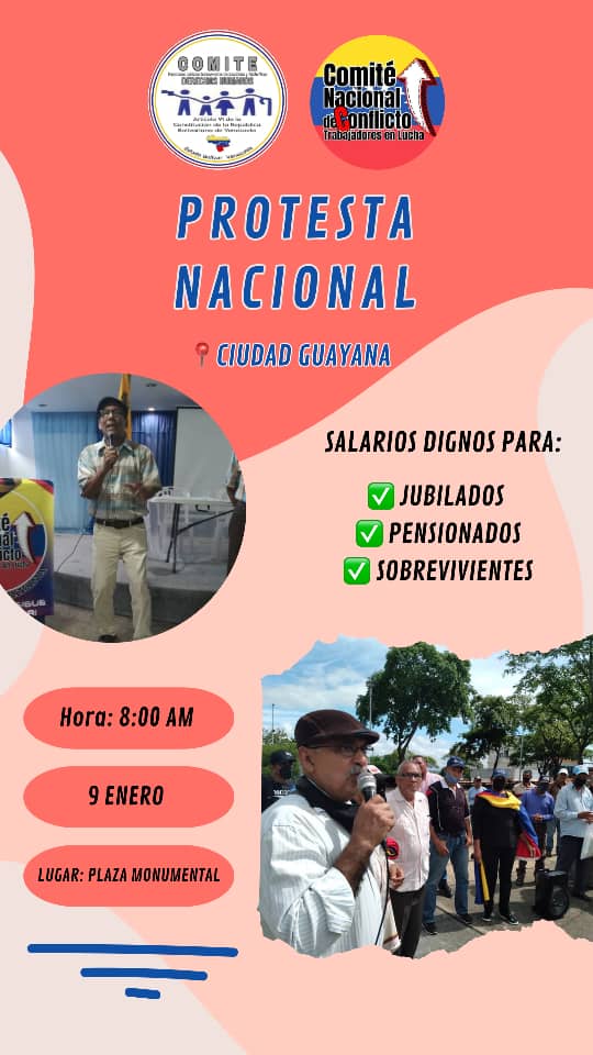 EL COMITE de #PtoOrdaz convoca a todos los trabajadores de #Guayana a la  #PzaMonumental a seguir peleando por salarios y pensiones dignas. 
#El9PaLaCalle