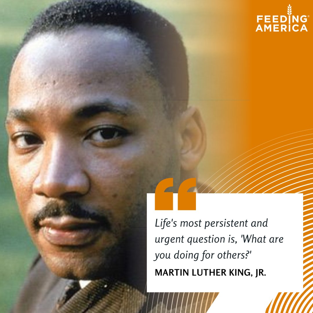 FeedingAmerica's tweet photo. On January 15th, we will celebrate Martin Luther King, Jr. Day. A day of remembrance and service in America. Today we want to highlight an article from our partners at @oregonfoodbank on the legacy of Dr. King. 

Learn more: https://t.co/OxGDAmnIny https://t.co/UYQJsJu0wH