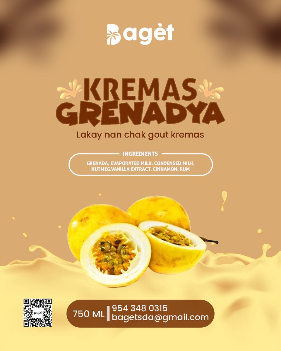 LuckNews88's tweet photo. ✨Nouvote nan « Baget Kremas ».🫗Konbyen nan nou ki renmen Kremas Grenadya ? Ebyen Baget pote l pou nou. Rele depi kounya pou w kòmande pa w la :

📞954 348 0315
📧 bagetsda@gmail.com

Pa bliye, chak pwodui « BAGET » ou achte, se sipò ou bay ak Baget Sant Dans Ayiti🇭🇹 https://t.co/YWPF7umI11