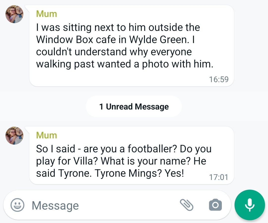 Matthew Lavender (@mattjlavender) on Twitter photo Very classy <a href="/TyroneMings/">Tyrone Mings</a> - you made my Mum's day, even if she didn't recognise you, she's suffered Dad I talking about you every week! #avfc #UTV Very classy <a href="/TyroneMings/">Tyrone Mings</a> - you made my Mum's day, even if she didn't recognise you, she's suffered Dad I talking about you every week! #avfc #UTV
